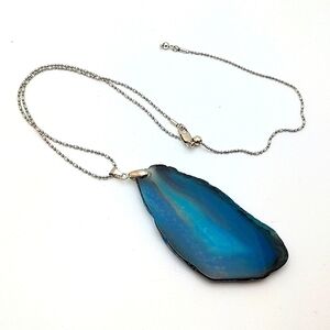 381MIDALANE Handcrafted Blue Agate Adjustable Necklace
